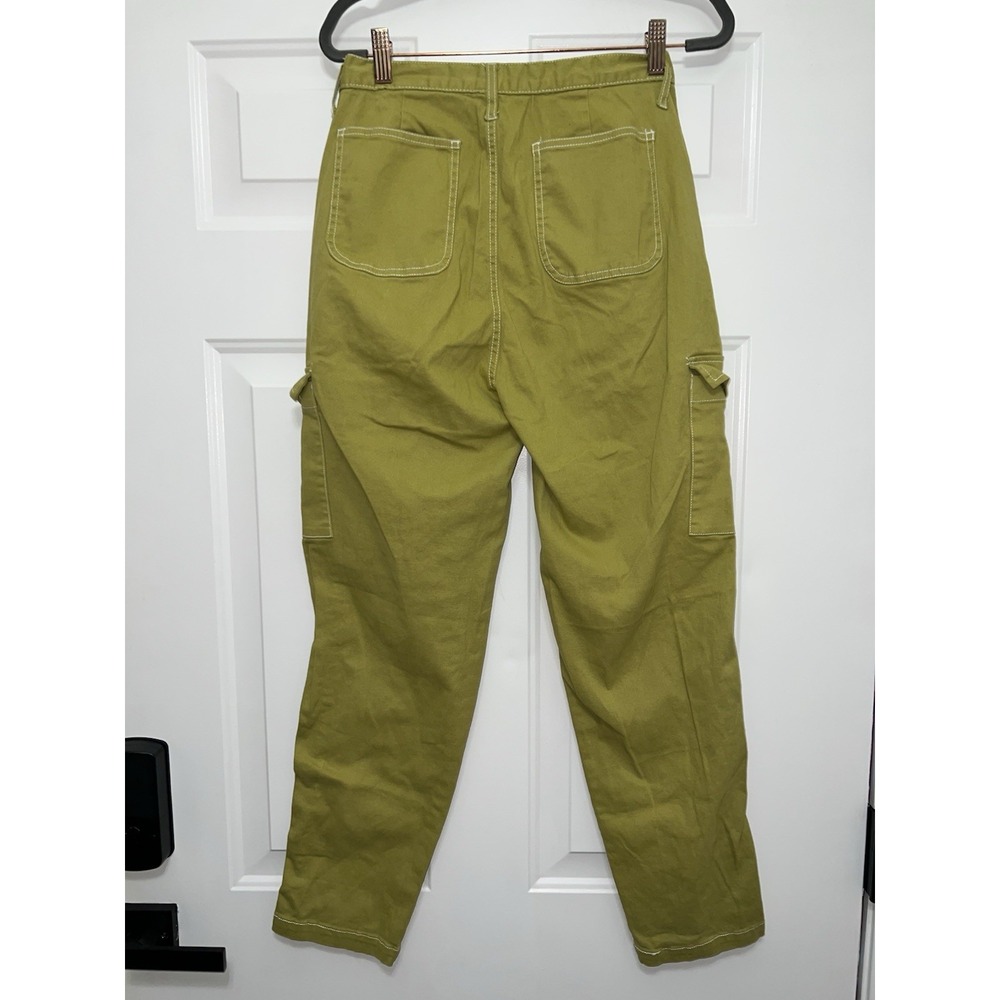 Hunter & Brown Lime Green Womens Small Wide Leg Cargo Grunge Pants Boho Wear - Picture 3 of 6